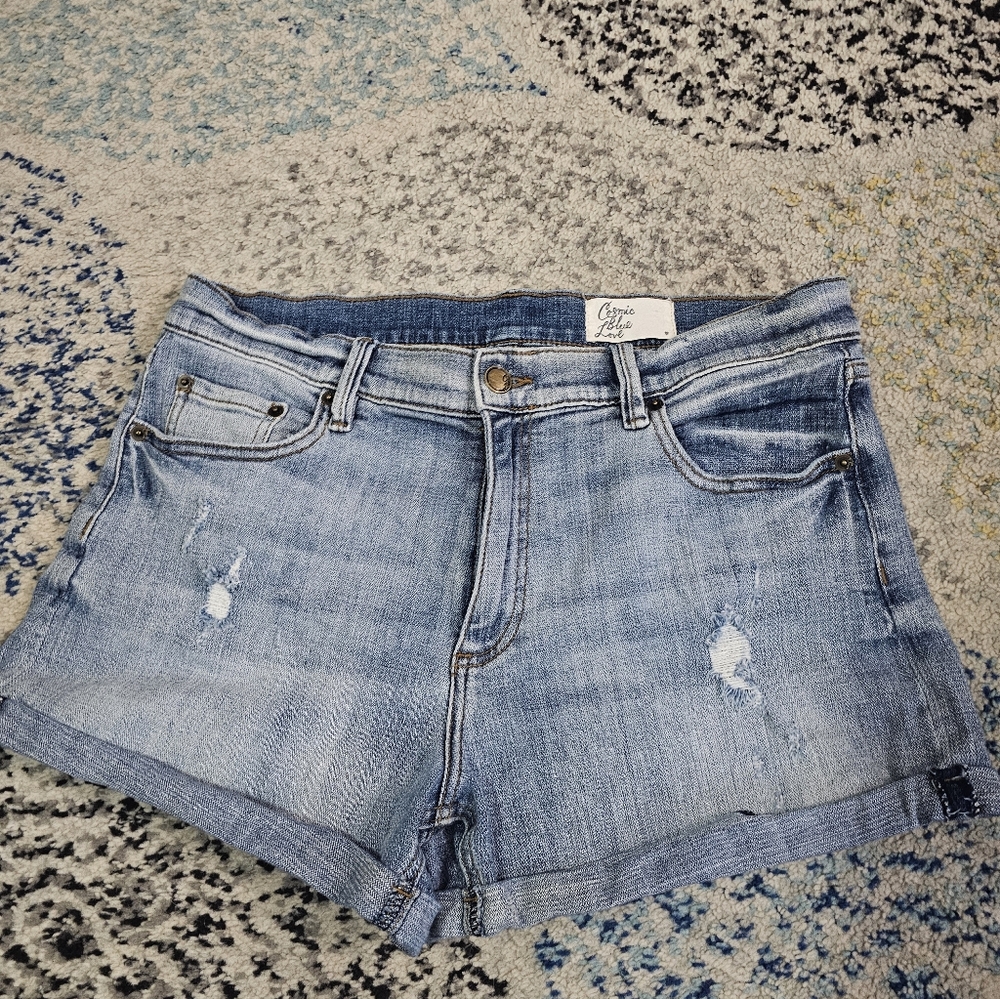 Cosmic Blue Love distressed denim cuffed shorts - Sz 31
